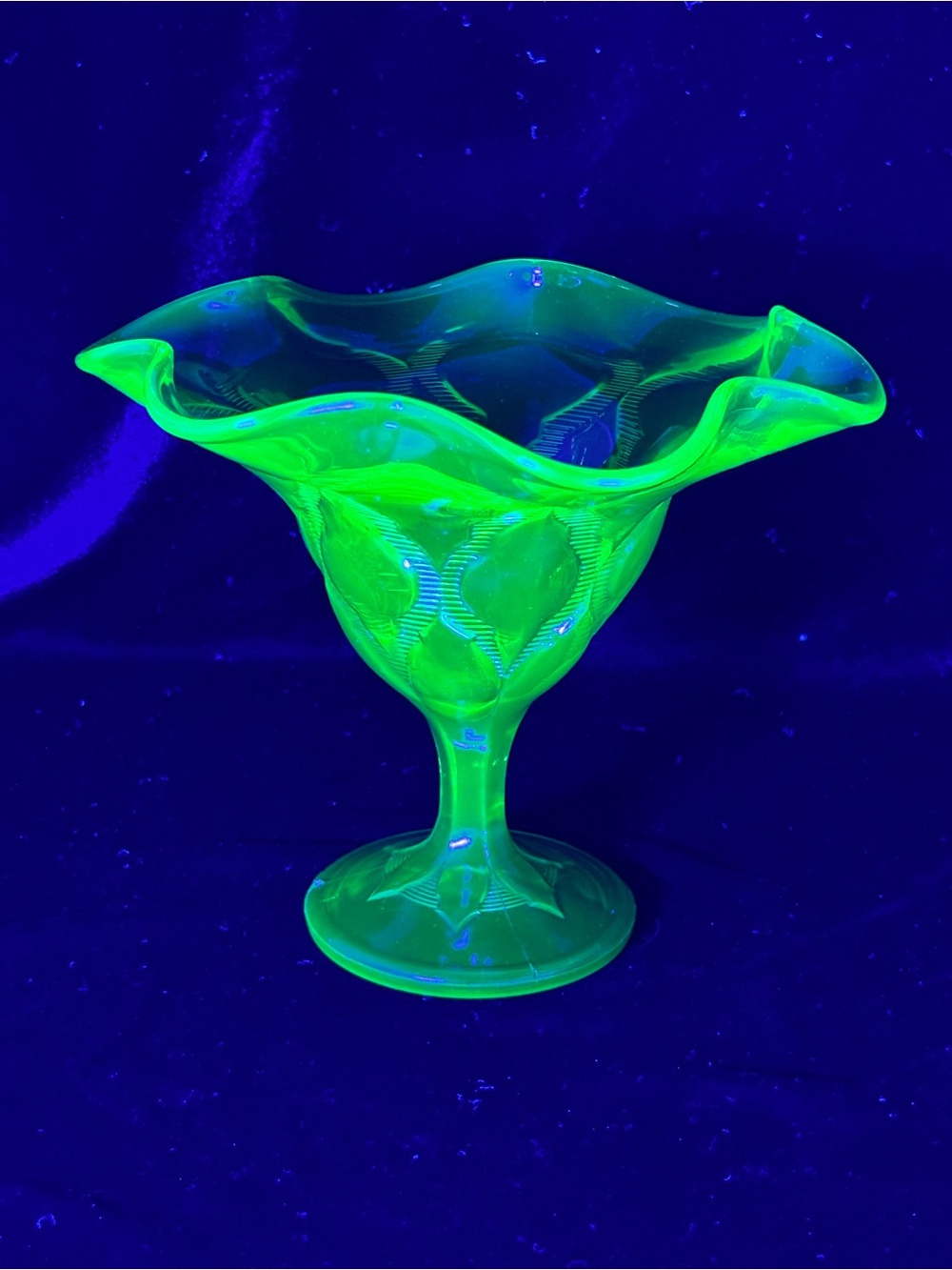 Vintage UV Reactive Kanawha Glass Compote